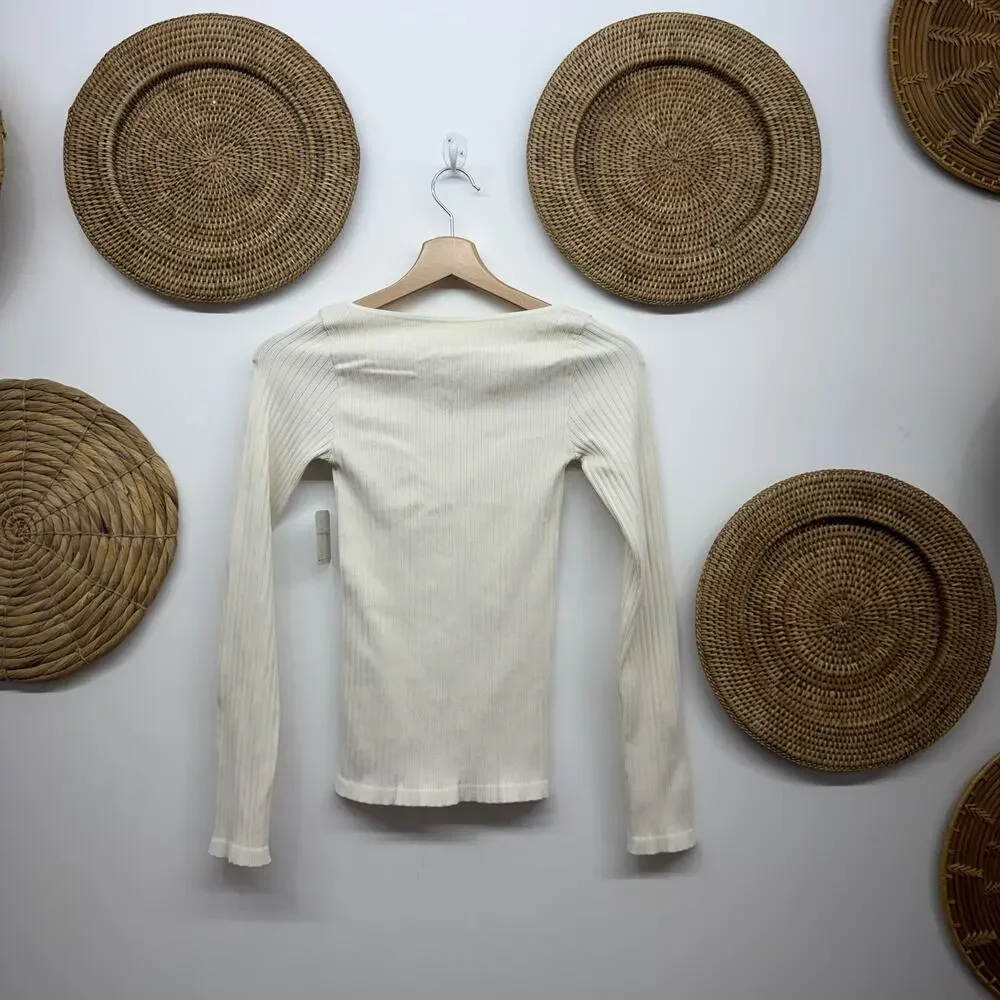 Free People Ribbed Long Sleeve Top M/L